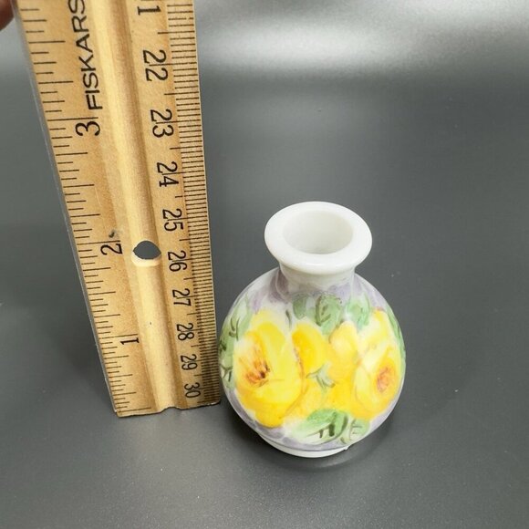 Antique Hand Painted Porcelain Bud Vase Miniature Vase Artist Signed Flower VTG - Picture 3 of 12